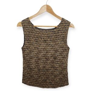 Casual Corner Annex Women's Size Medium Tank Blouse Top Fitted Black Gold